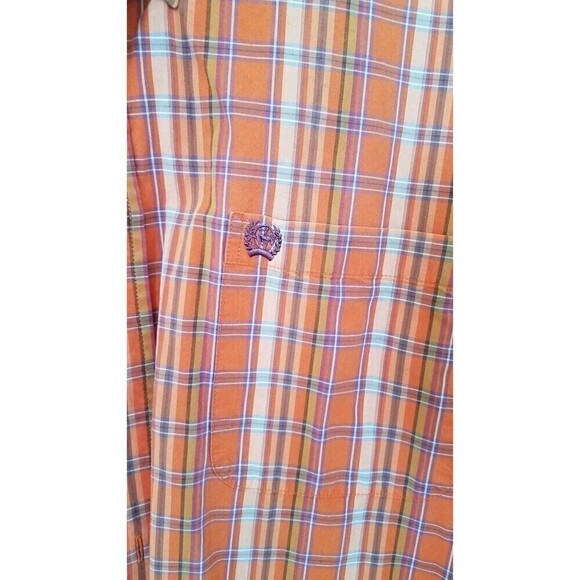 Cinch Shirt Mens Large Button Front Long Sleeve Plaid orange purple - Picture 2 of 7
